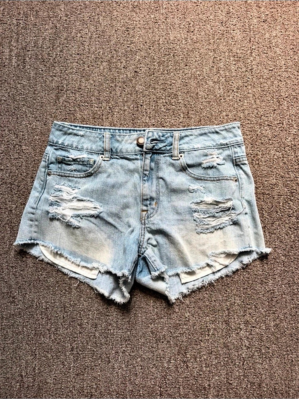 AE Distressed Denim Jean Shorts in Blue